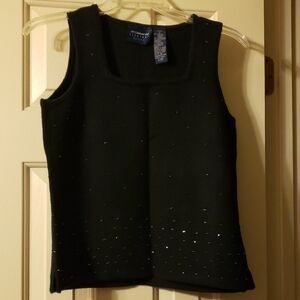 Liz Claiborne LizSport Petite Black Tank Top with Embellishments Size PP